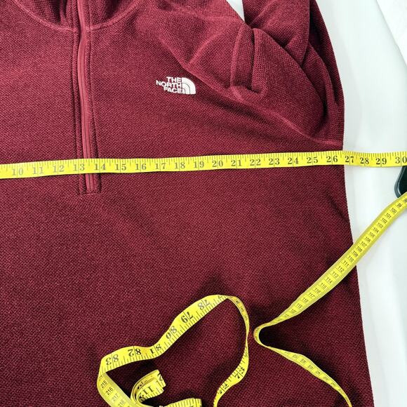 The North Face Pullover Mens 2XL XXL Burgundy Quarter Zip Fleece Embroidered - Picture 5 of 7